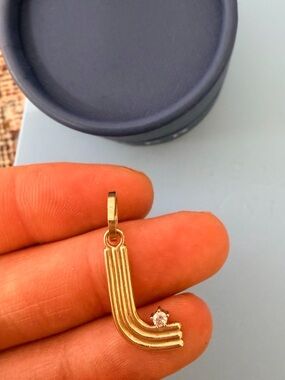 Gold-Tone 'L' Initial Pendant Necklace Accent with Single Cubic Stone